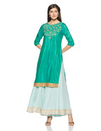 Aurelia Women'S Synthetic Kurta (18Aua10086-200190_Green_Large)