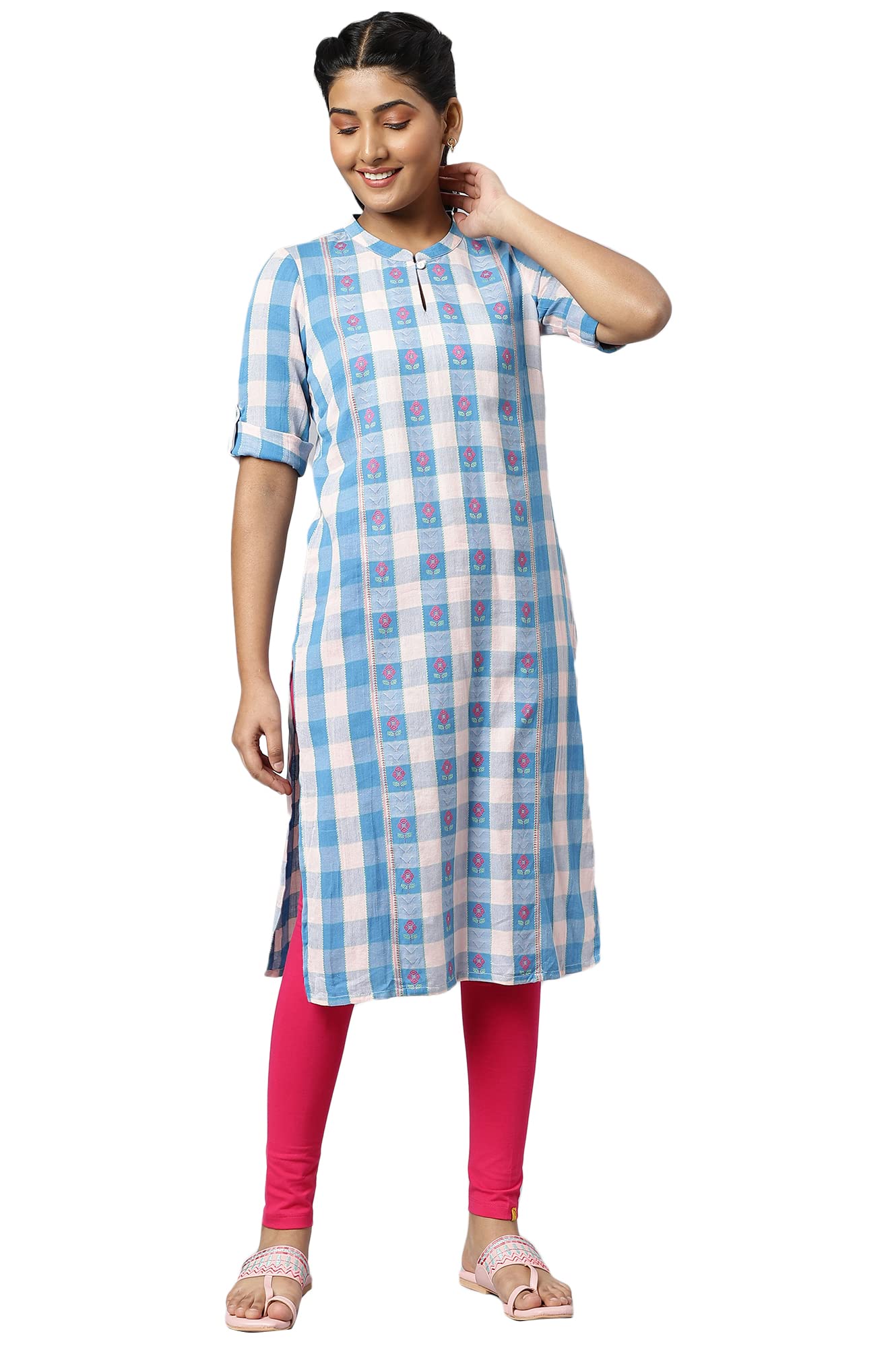Aurelia Women Rose Quartz Dobby Geometric Yarn Dyed Straight Kurta_22Aua13347-702574_Xl