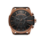 Diesel Mega Chief Stainless Steel and Leather Chronograph Men's Watch, Color: Rose Gold, Black (Model: DZ4459)