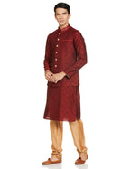 Manyavar Kurta Jacket Set With Payjama For Men, Full Sleeves Mandarin Collar Ethnic Wear Jacket Set For Festival, Wedding, Party