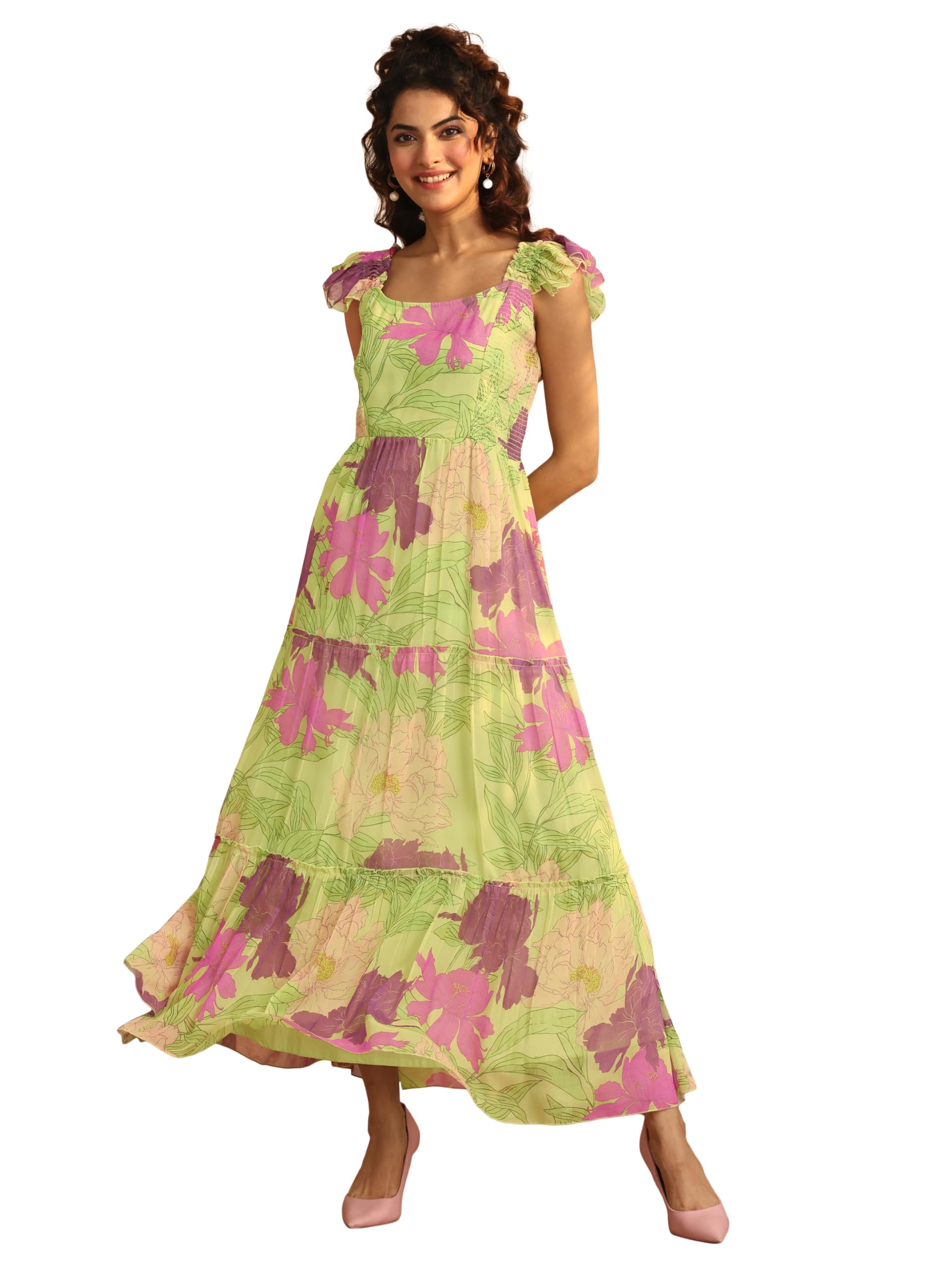 Libas Printed Blended Fit And Flare Dress For Women (98311Xxl)