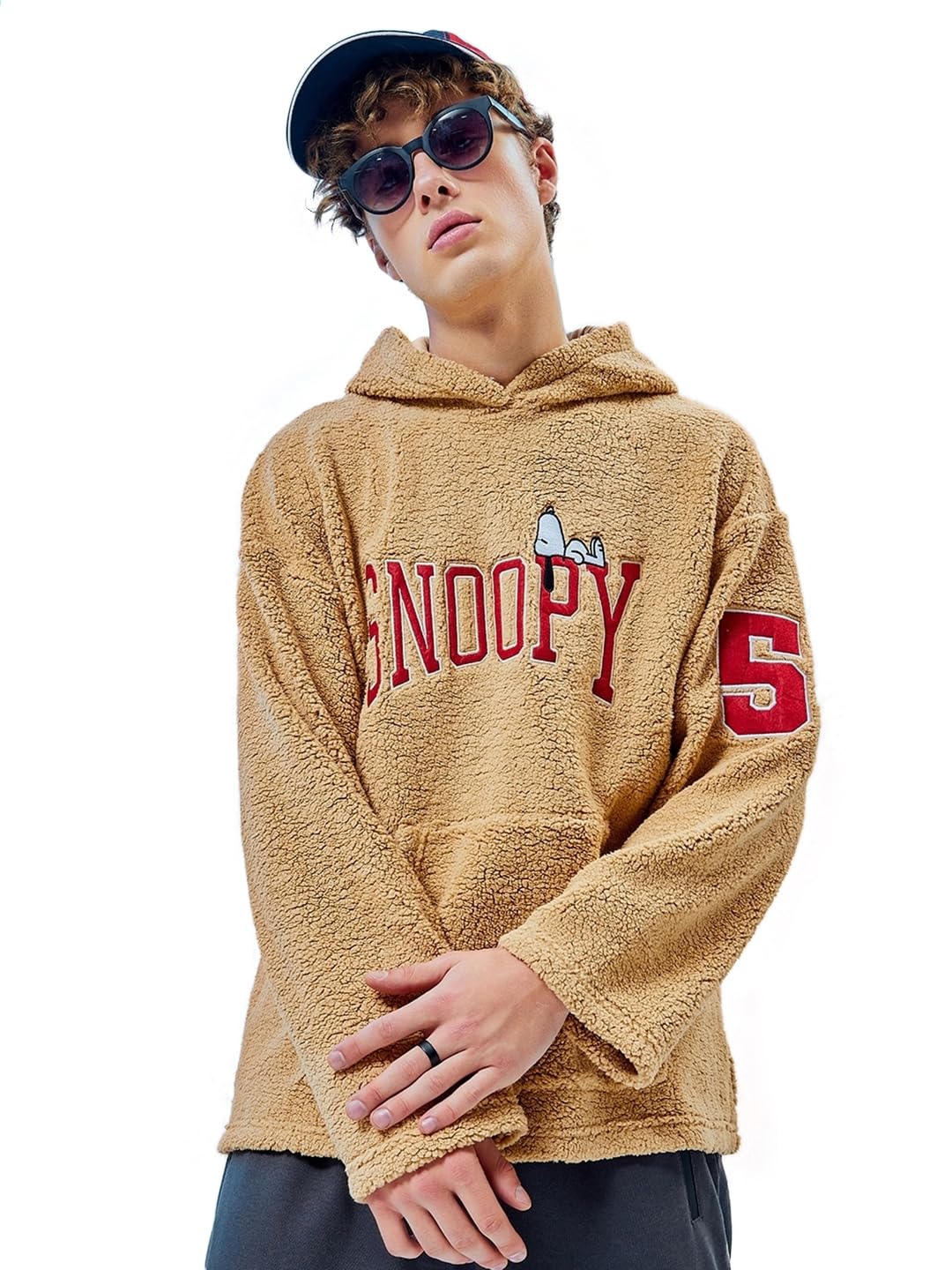 Bewakoof Mens Typography Oversized Hoodie_596782_Brown_S