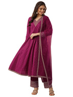 Libas Woven Design Silk blend Flared Kurta set for Women (49889XXL)