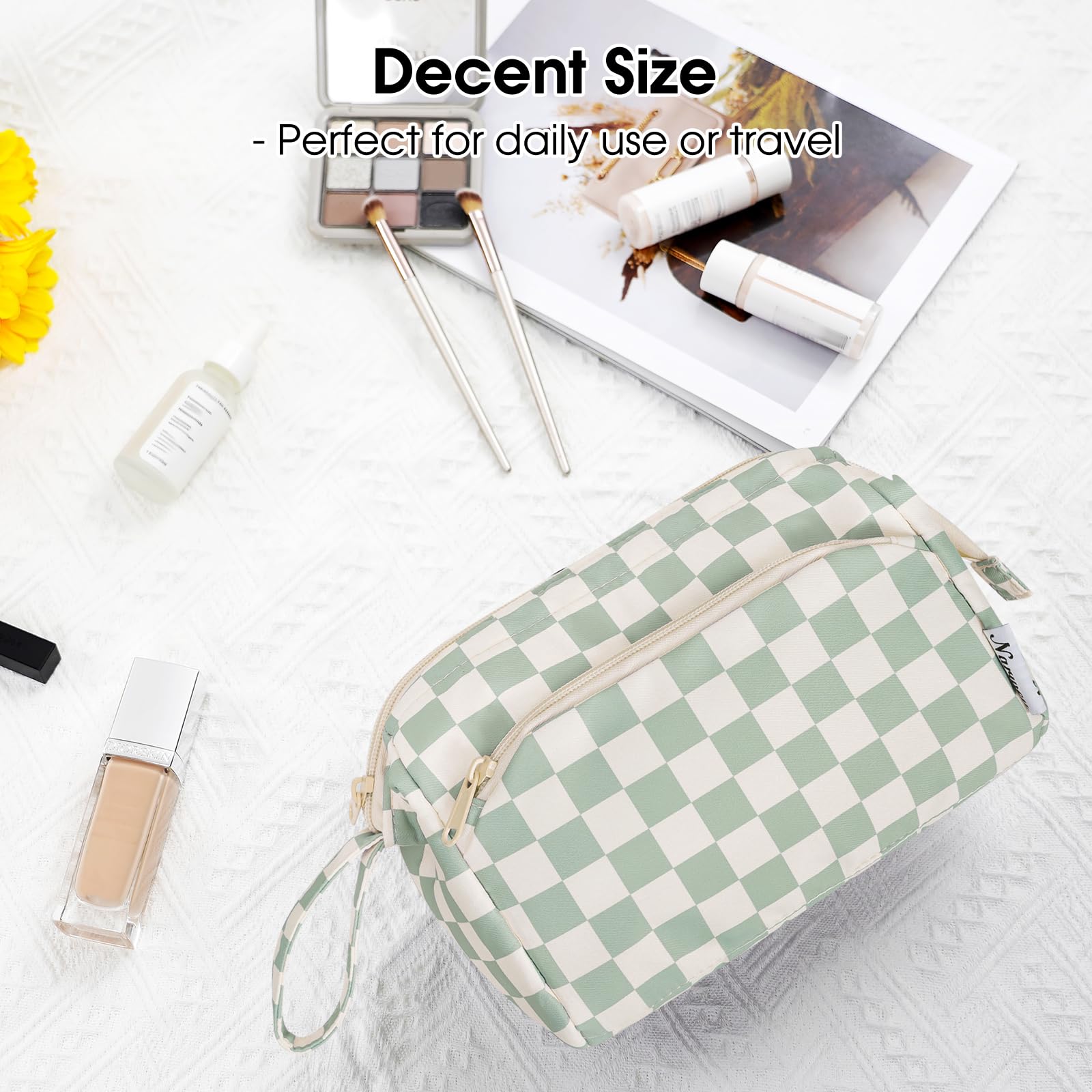 Narwey Large Women Makeup Bag Wide-open Make up Bag Travel Cosmetic Organizer Toiletry Bag for Cosmetics Toiletries Accessories