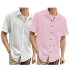 I Enterprise MenS Regular Fit Solid Soft Touch Cotton Casual Shirt Design With Spread Collar & Half Sleeve (Pack Of 2) Color_Wh