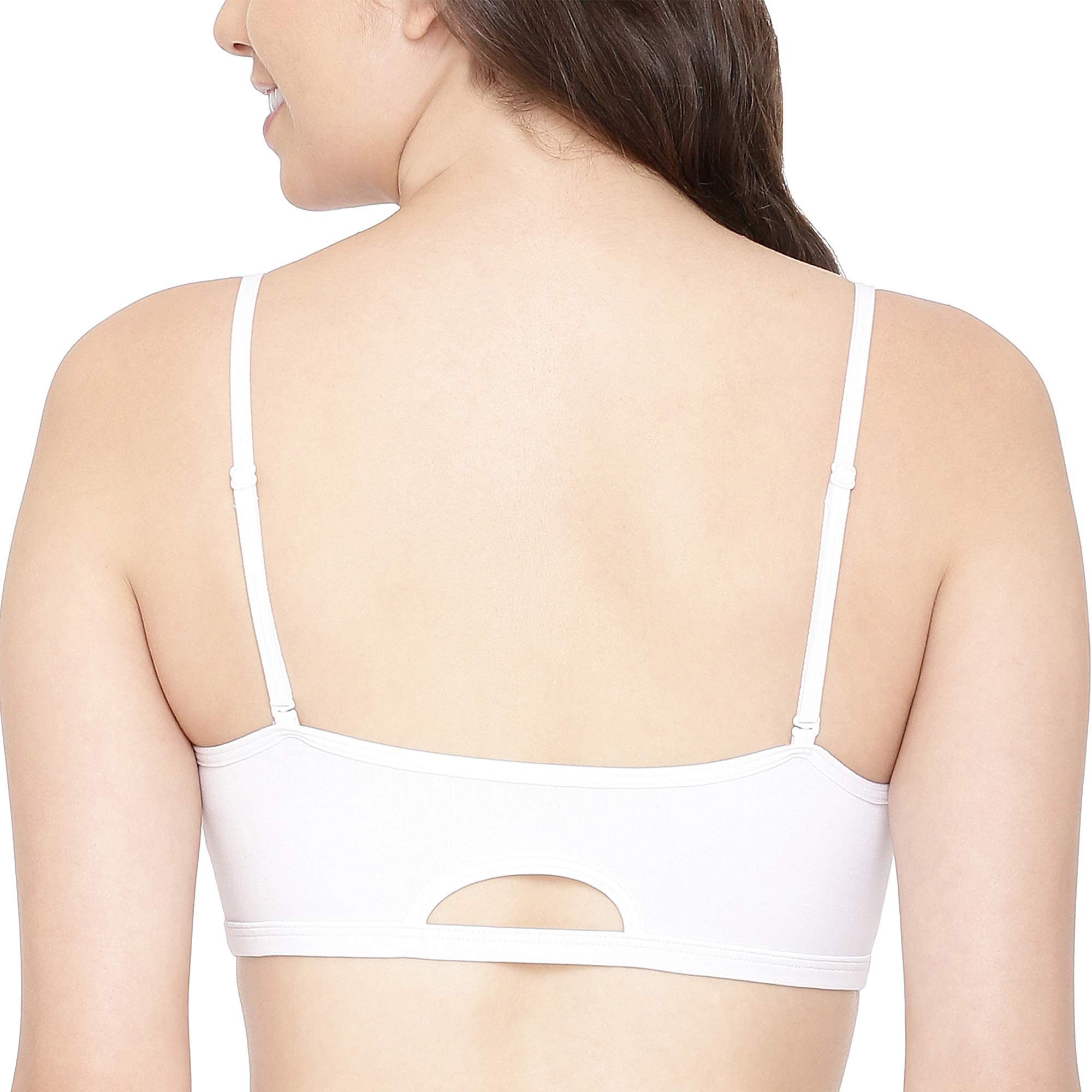 Enamor A022 Basic Cotton Stretch Cami with Detachable Straps Bra - Non-Padded Wirefree High Coverage - White