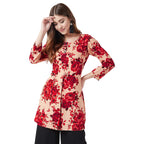 Tissu Women'S Rayon Beige Floral Printed Straight Kurti (Tissu-2012-38_Beige_M)