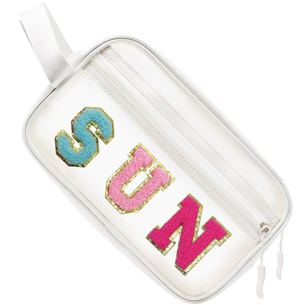 COSHAYSOO Clear SUN Makeup Bag Sunscreen SPF Pouch Beach Pool Lake Spa Travel Cosmetic Toiletry Stuff Organizer for Women Teenag