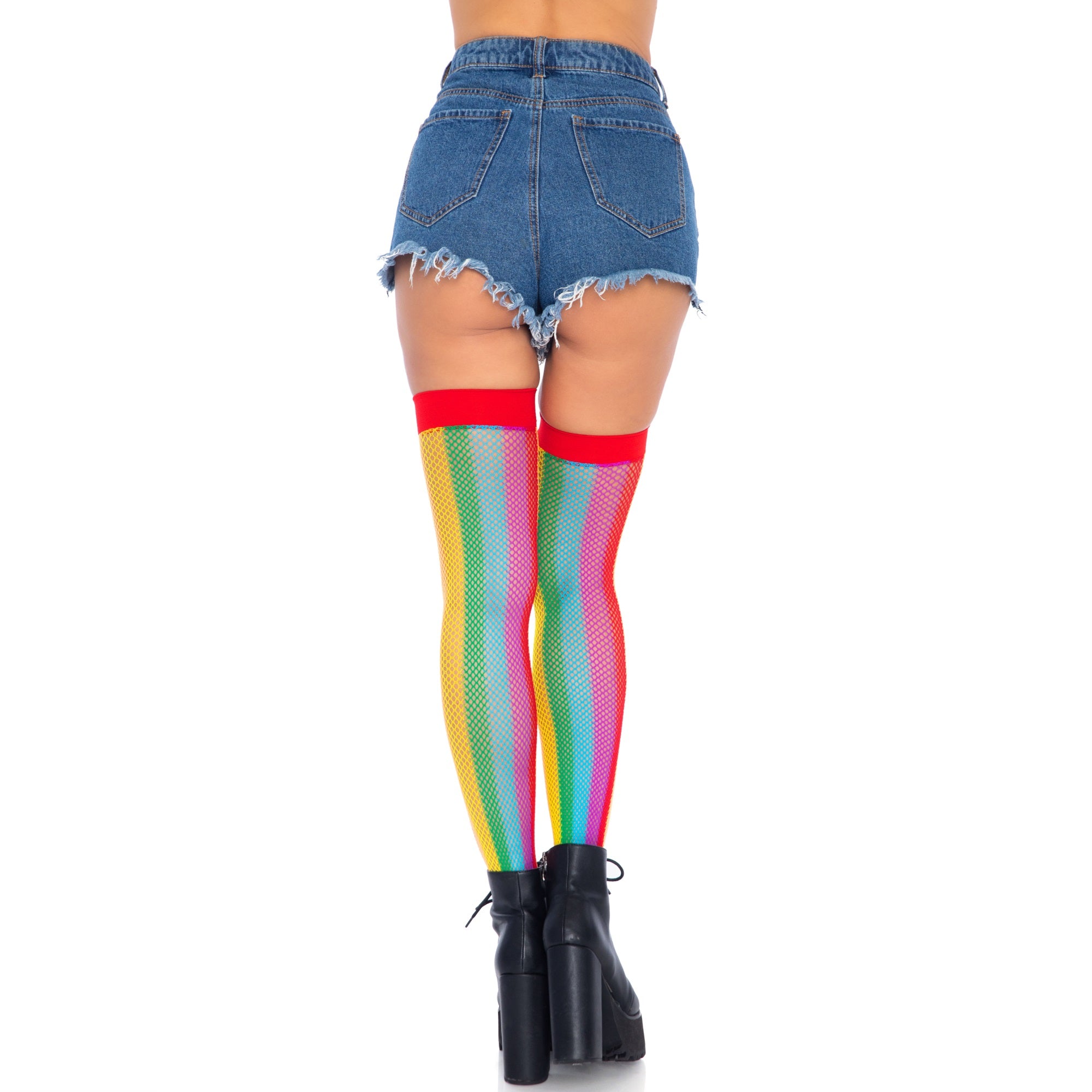 Rainbow fishnet thigh highs. - O/S / MULTICOLOR