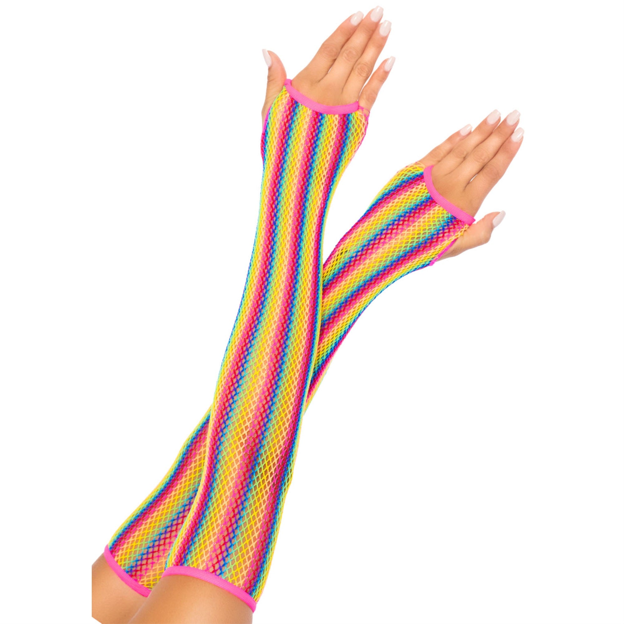 Rainbow net arm warmers. - O/S / MULTICOLOR
