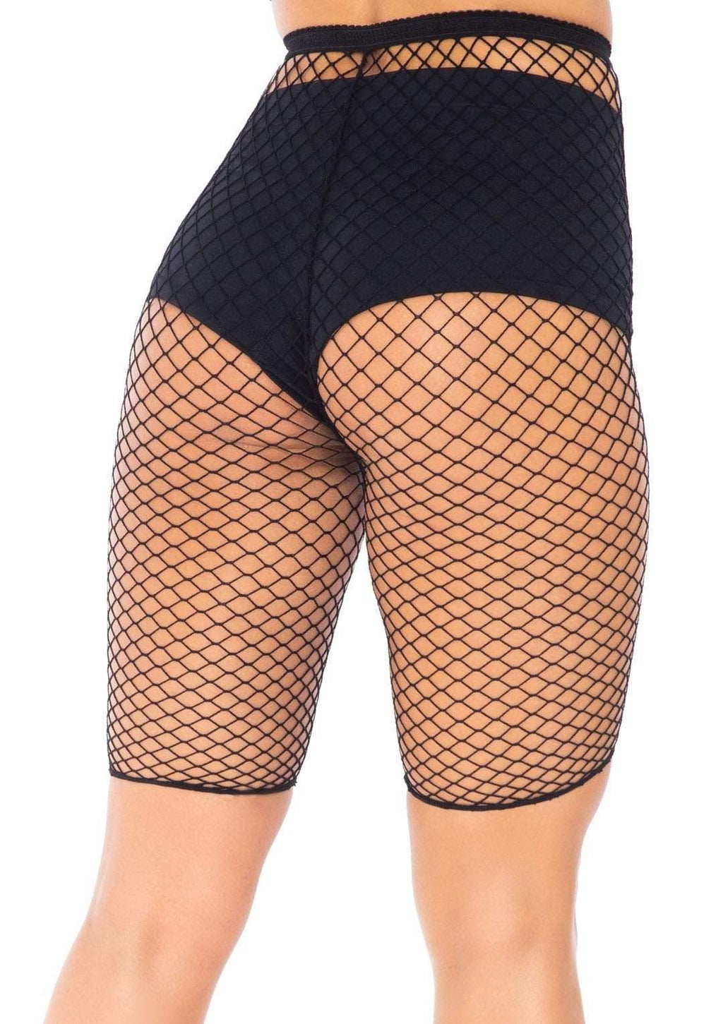 Industrial Net biker shorts. - 1X-2X / BLACK