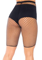 Industrial Net biker shorts. - 1X-2X / BLACK
