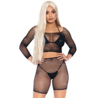 2 PC Rhinestone fishnet long s - O/S / BLACK