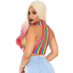 Rainbow net high neck crop top - O/S / MULTICOLOR