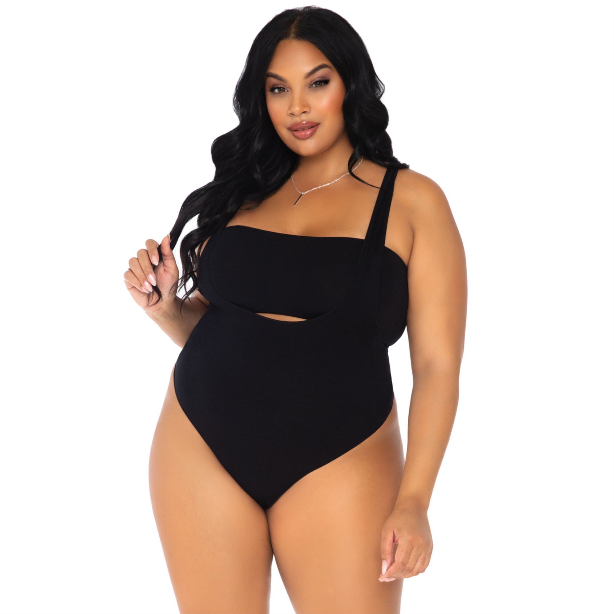 2 PC Opaque bandeau and suspen - 1X-2X / BLACK