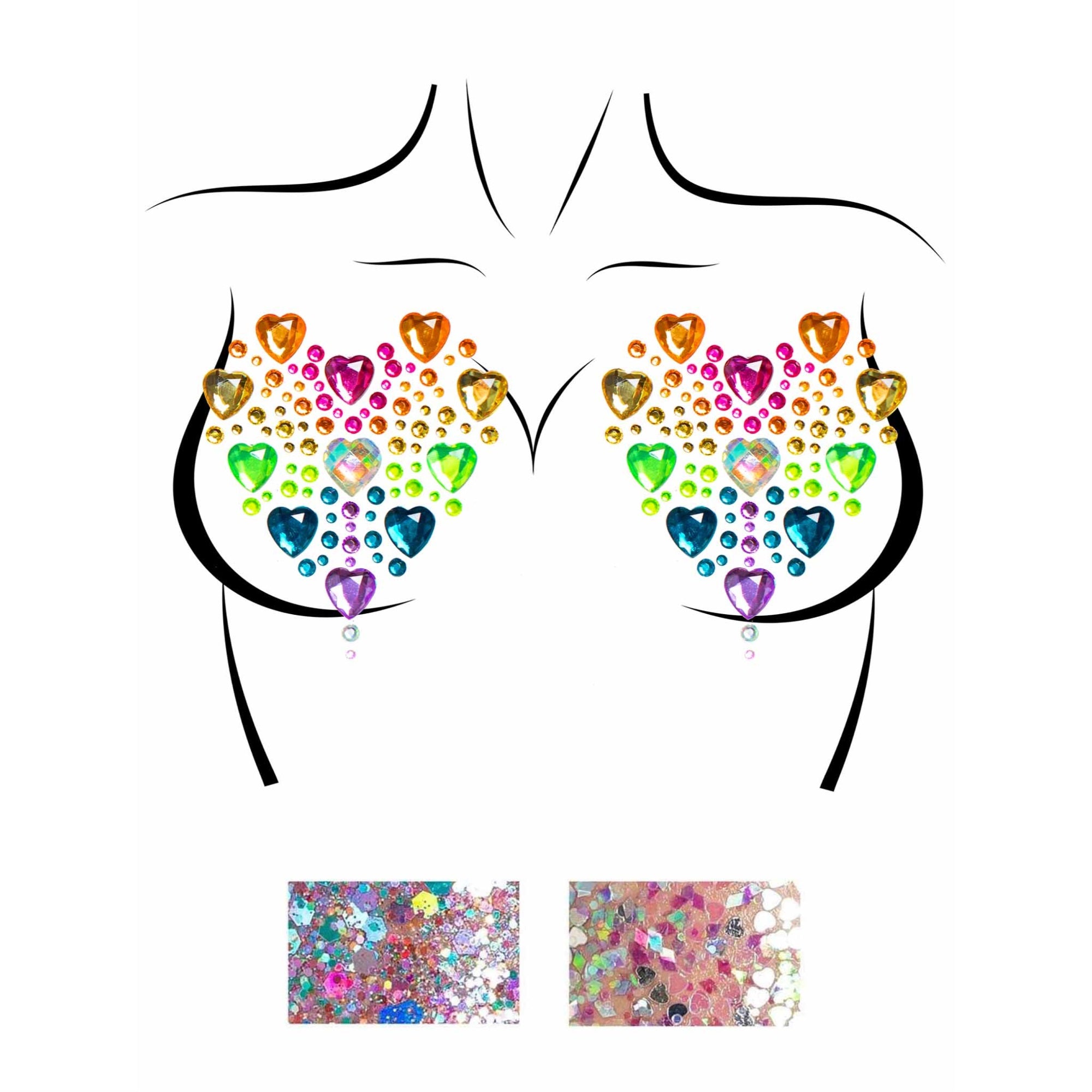 Prism adhesive jewel nipple st - O/S / MULTICOLOR