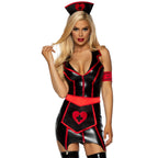 4 PC Naughty Nurse, includes z - MEDIUM / BLACK/RED