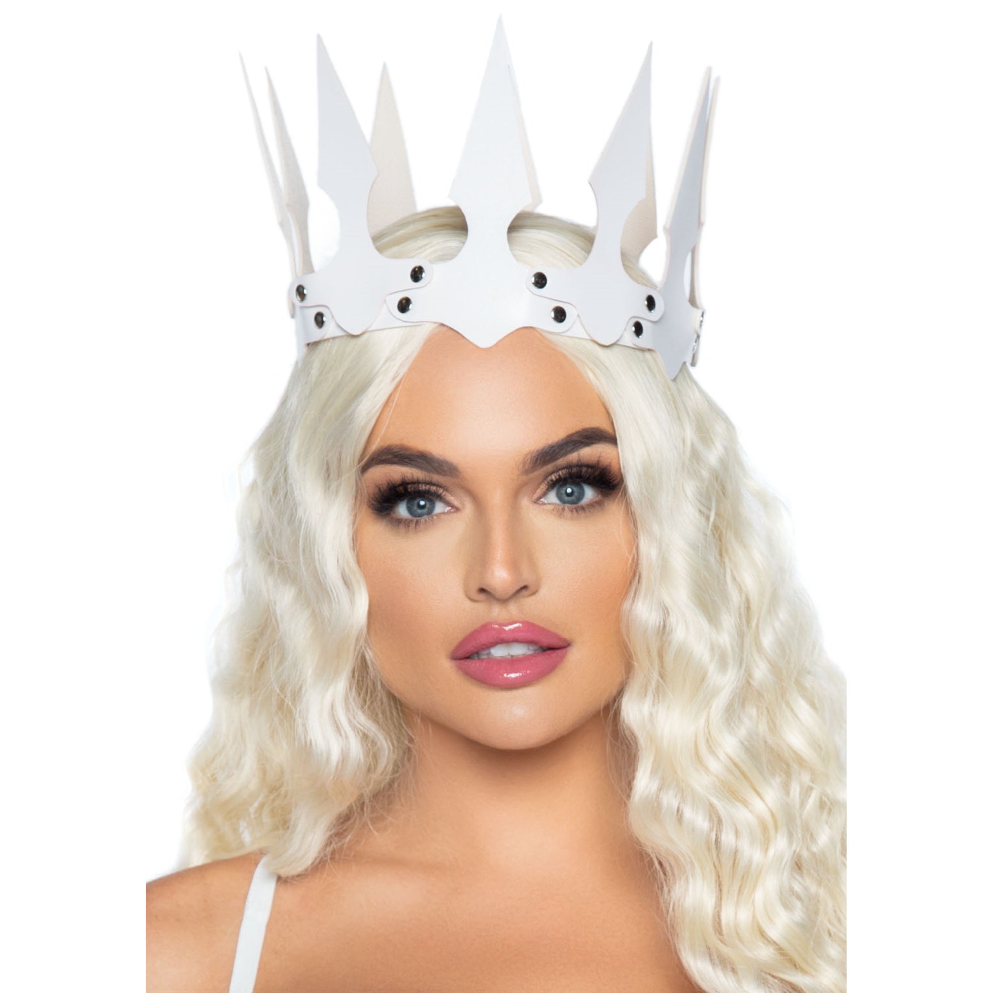 Faux leather spiked crown. - O/S / WHITE