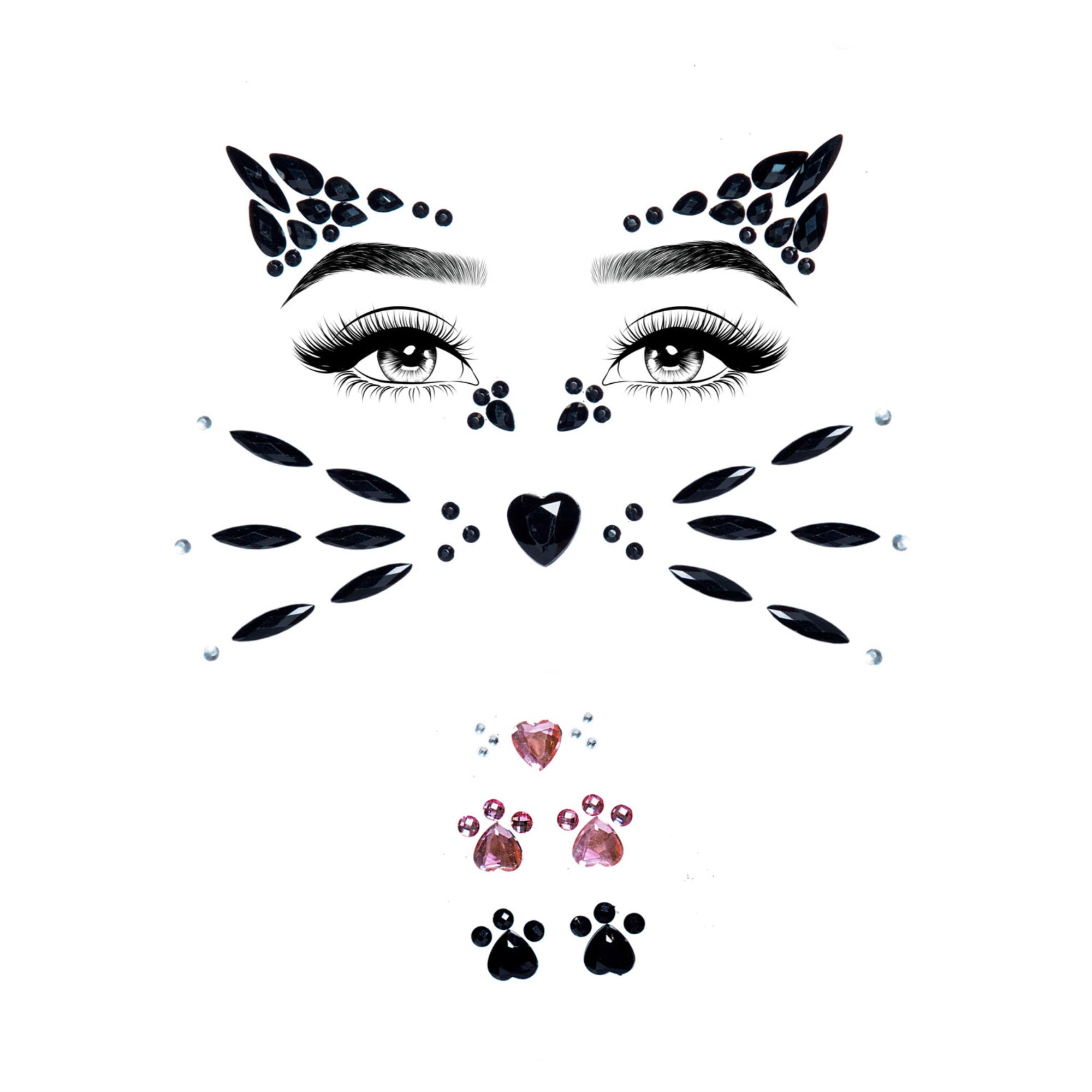 Animal adhesive face jewels st - O/S / BLACK