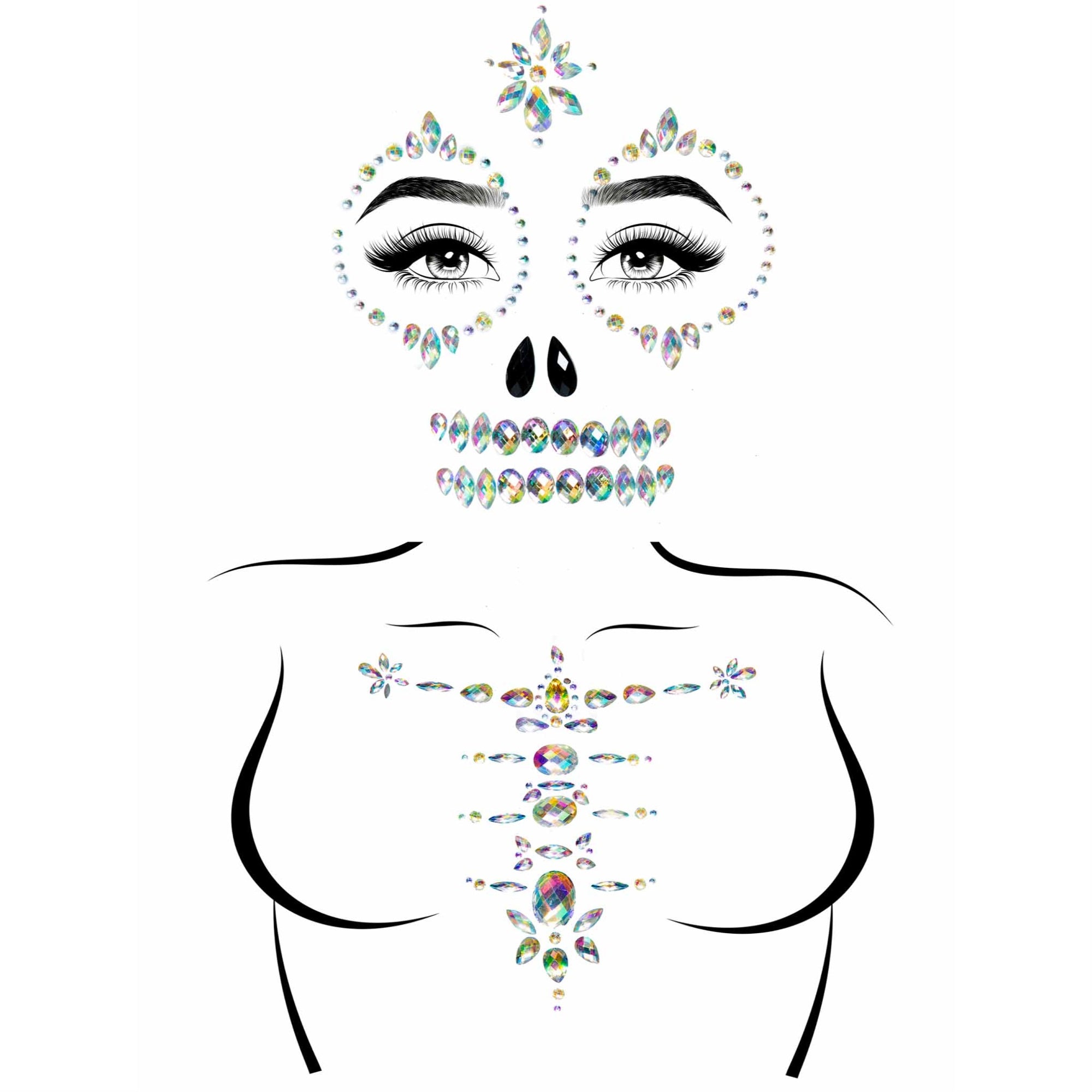 Skeleton adhesive face and che - O/S / CLEAR