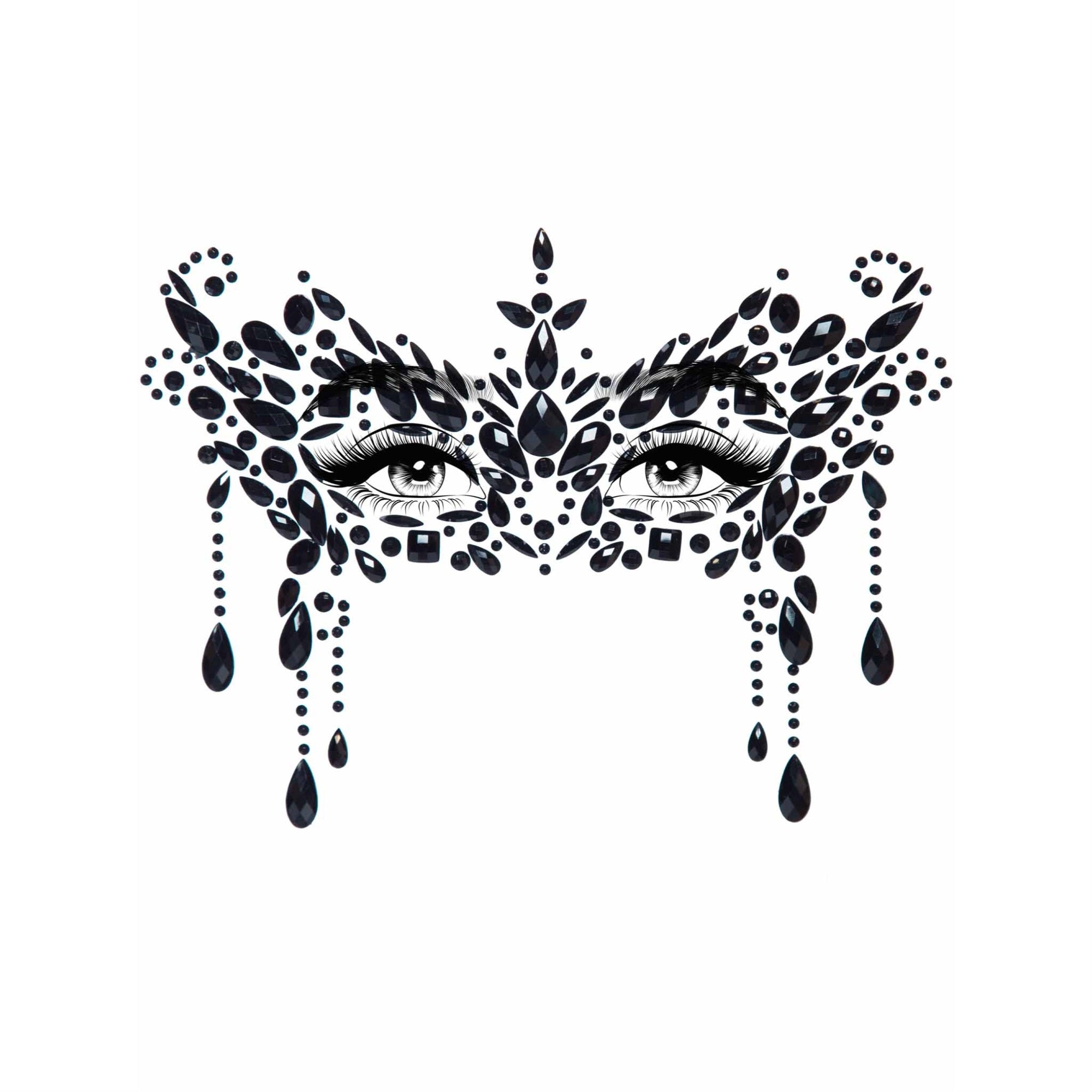 Masquerade adhesive face jewel - O/S / BLACK