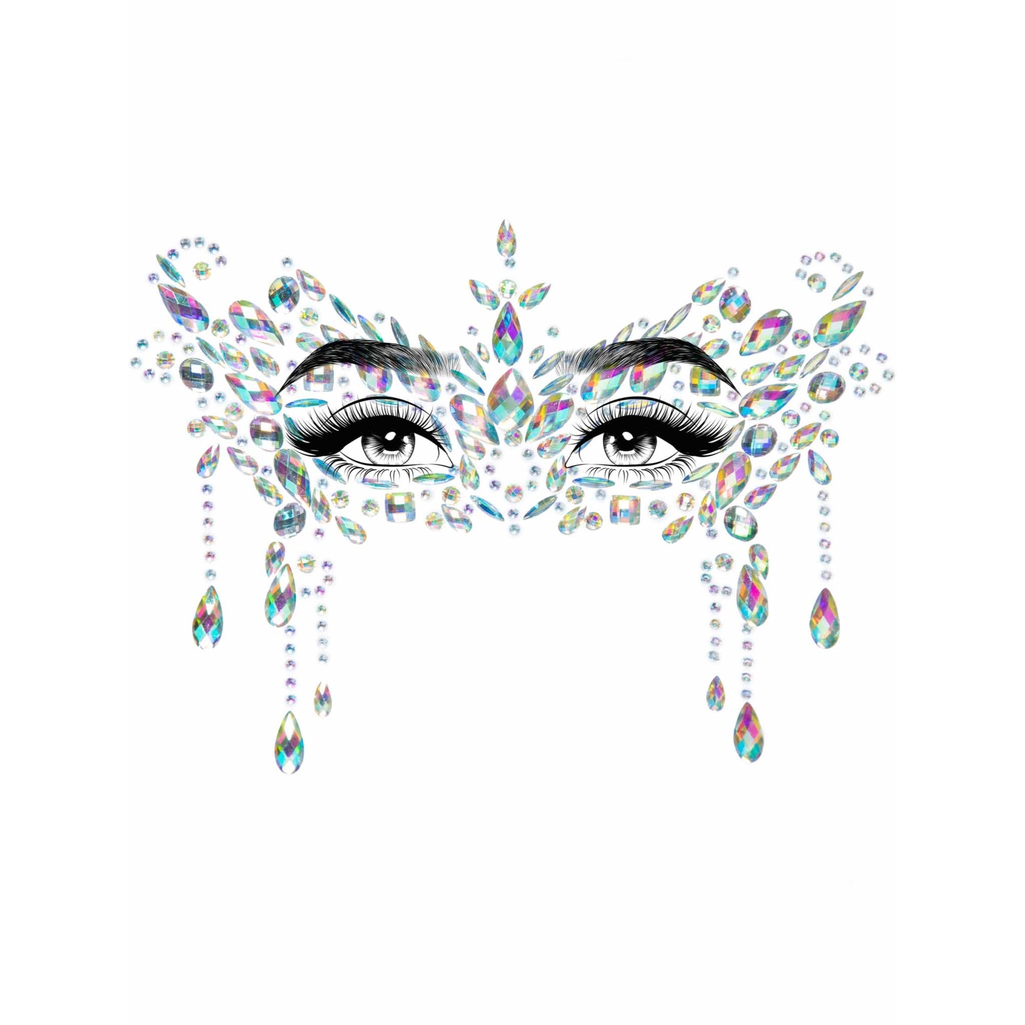Masquerade adhesive face jewel - O/S / CLEAR