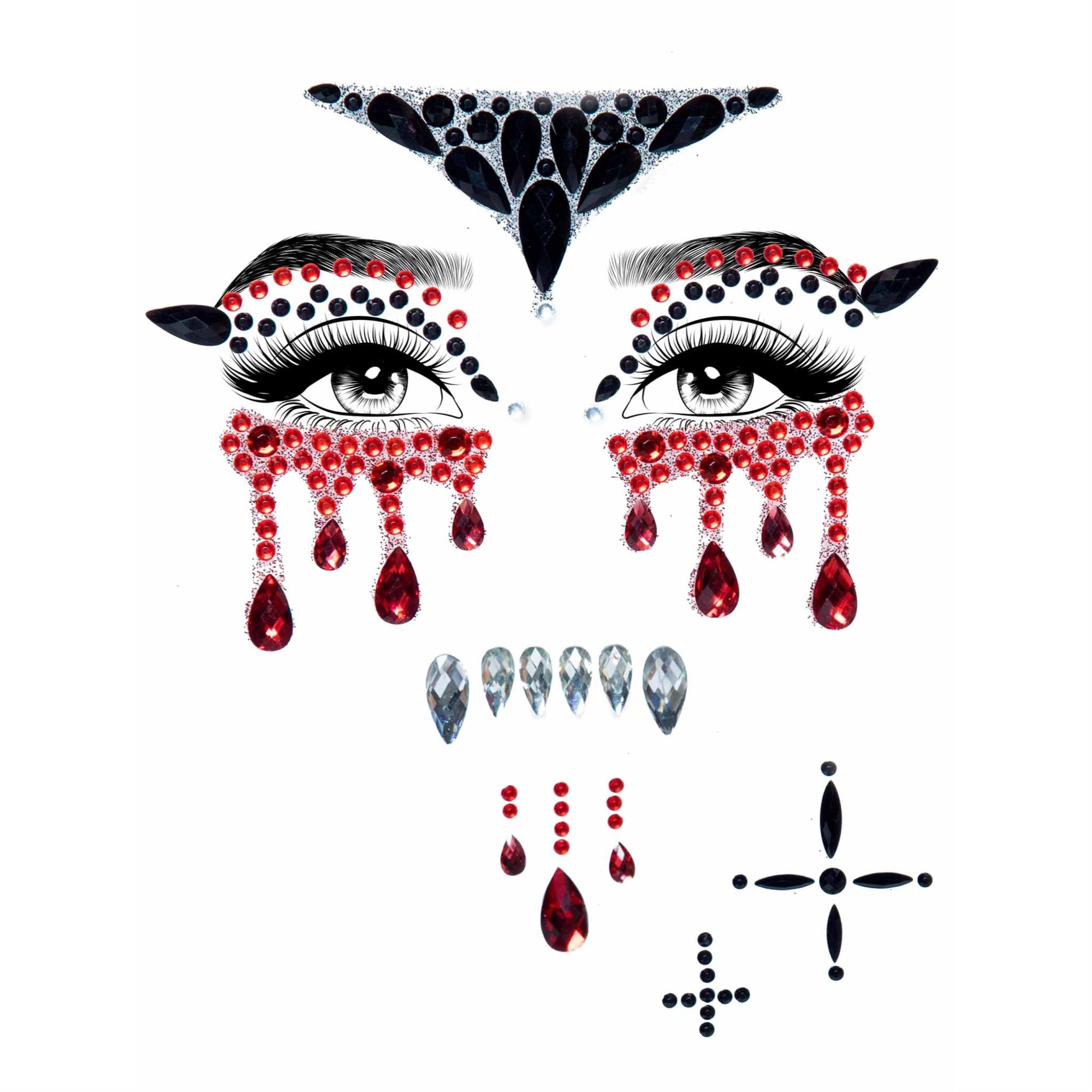 Vampire adhesive face jewels s - O/S / MULTICOLOR