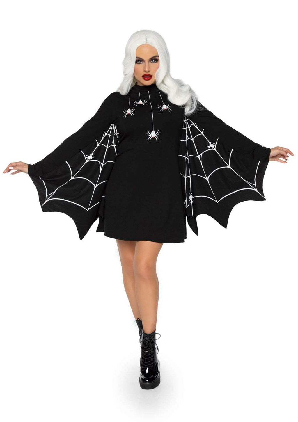 Jersey spider dress with scall - 1X-2X / BLACK