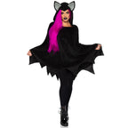 Bat Poncho, features plush sca - O/S / BLACK