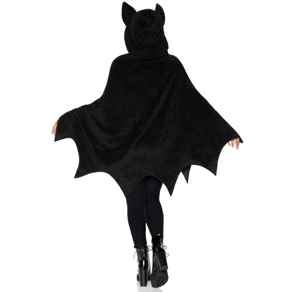 Bat Poncho, features plush sca - O/S / BLACK