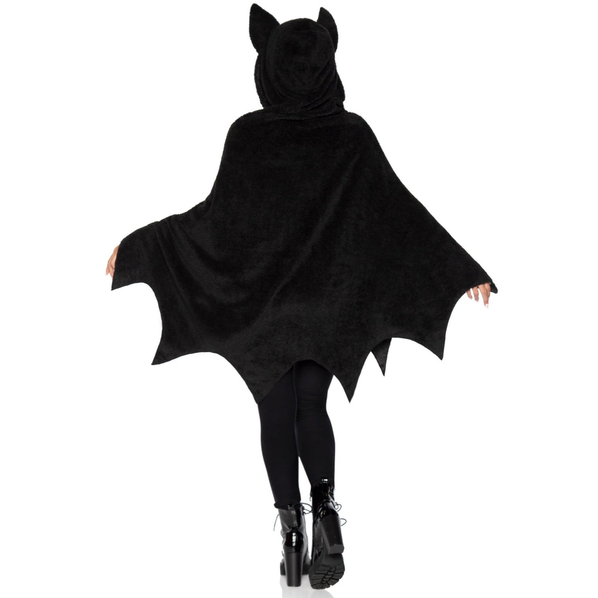 Bat Poncho, features plush sca - O/S / BLACK