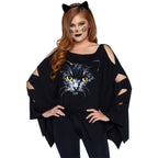 2 PC Cat Poncho, includes cat - O/S / BLACK