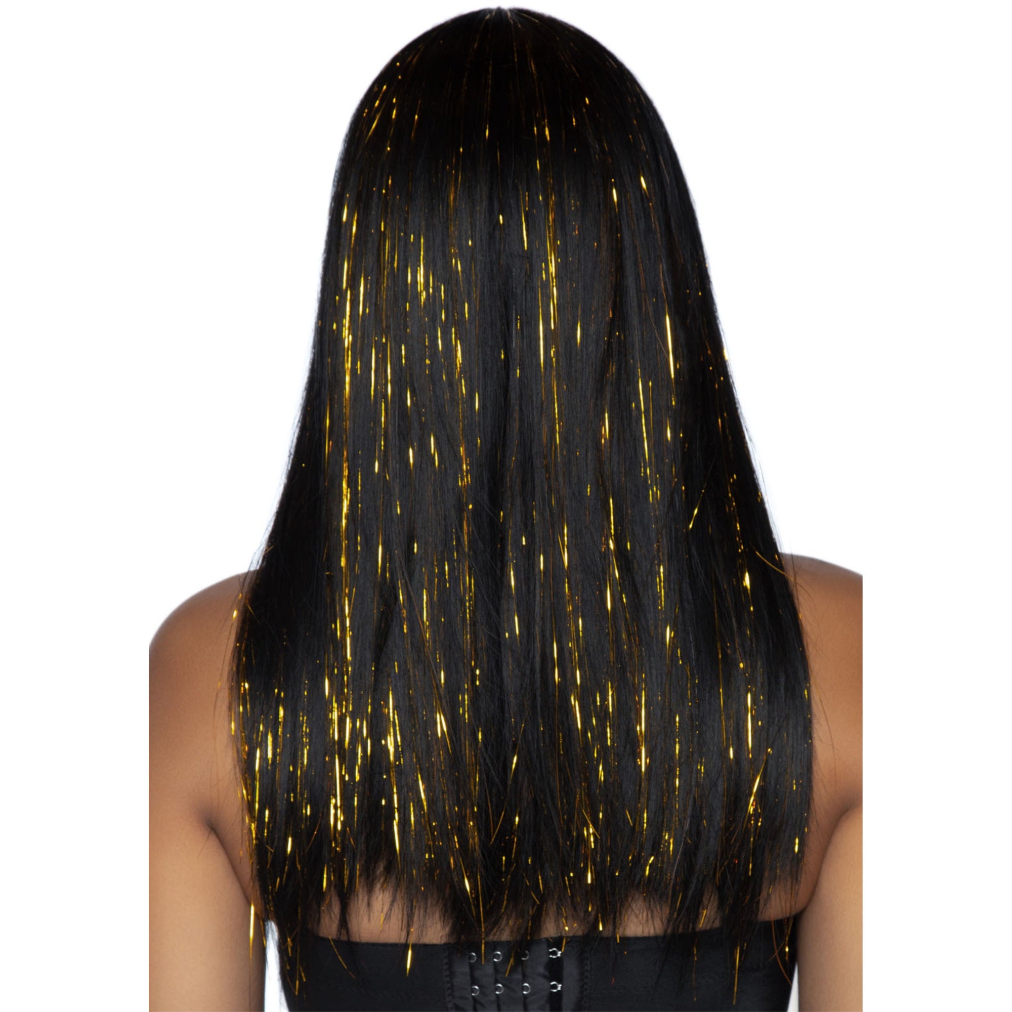 24 Long straight bang wig wit - O/S / BLACK/GOLD