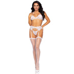 3 PC Rhinestone eyelash lace b - MEDIUM / WHITE