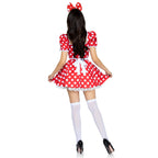 2 PC Polka dot dress with ruch - SMALL / RED/WHITE