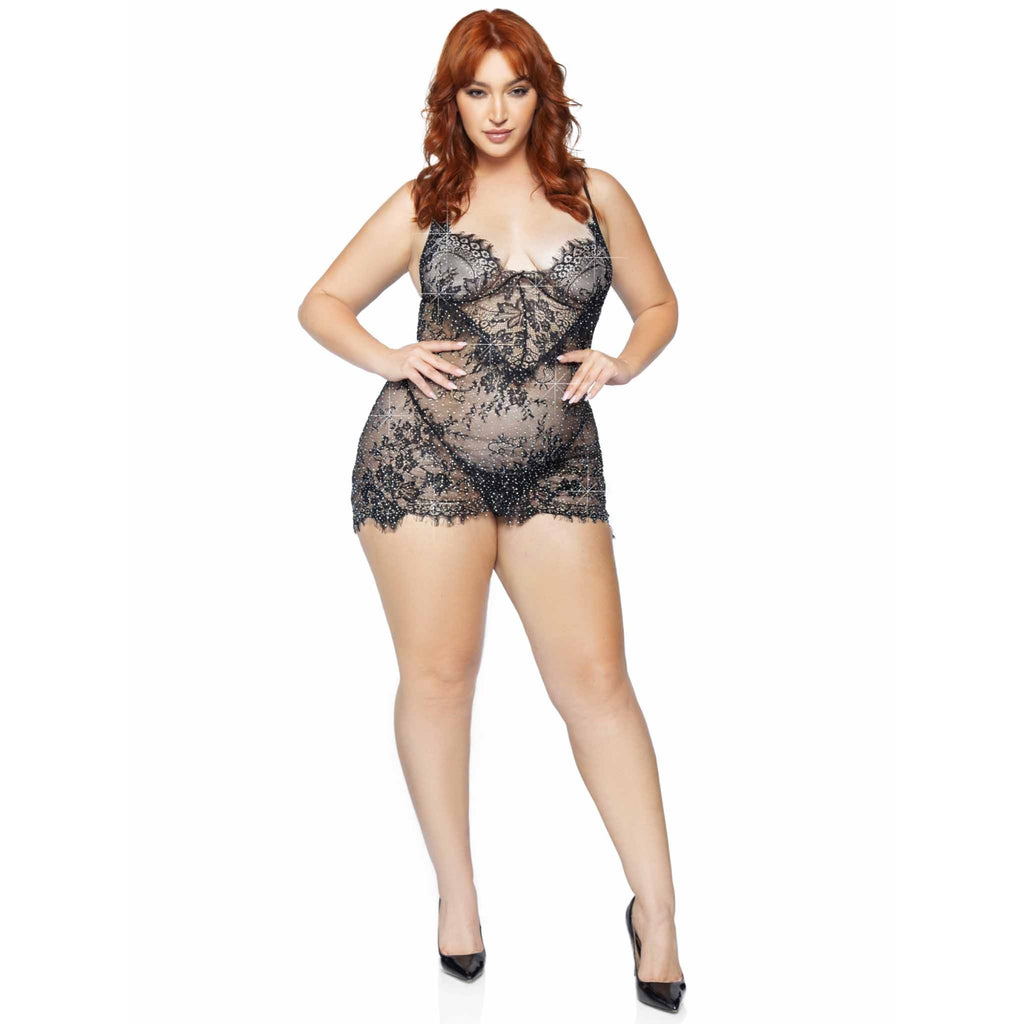 2 PC Eyelash lace rhinestone b