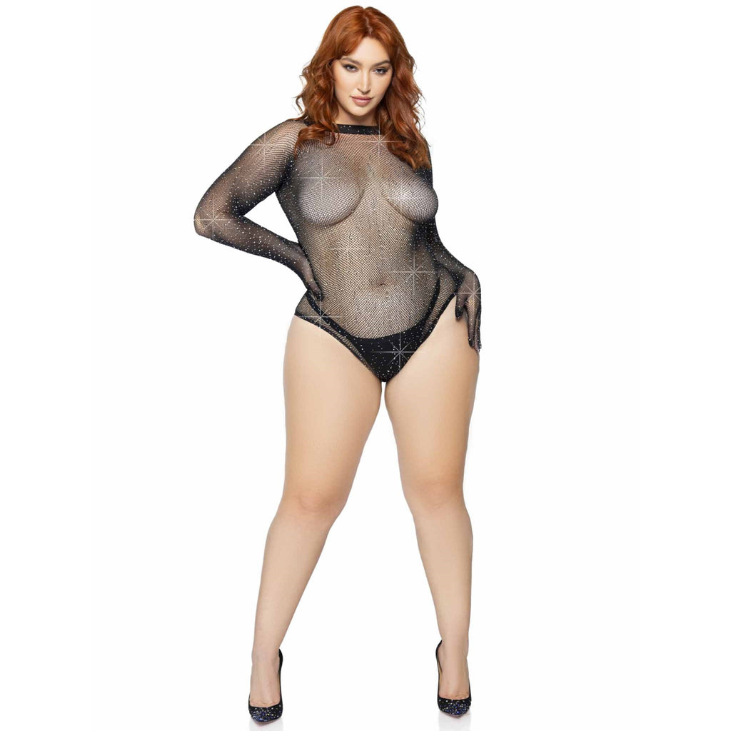 Rhinestone fishnet gloved body