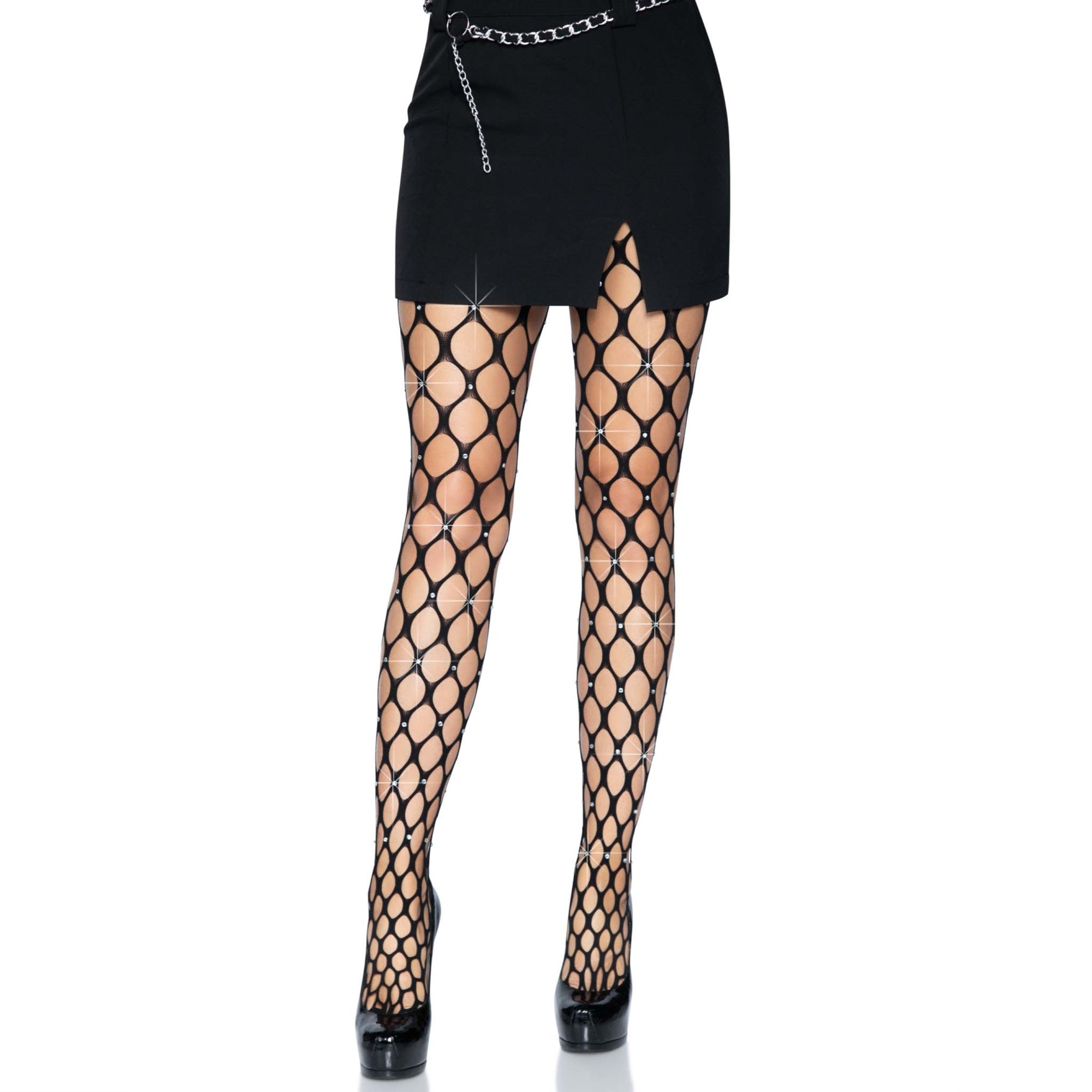 Rhinestone jumbo pothole net t