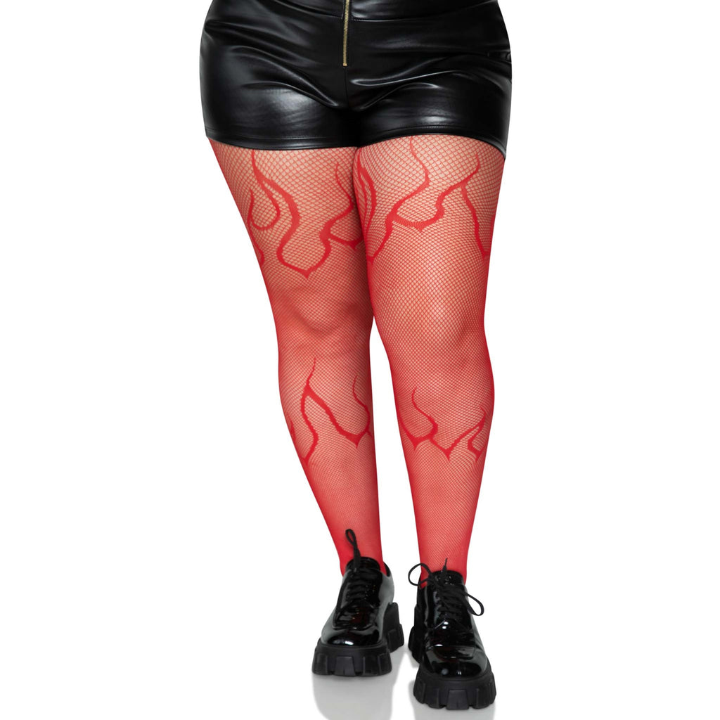 Flame net tights.