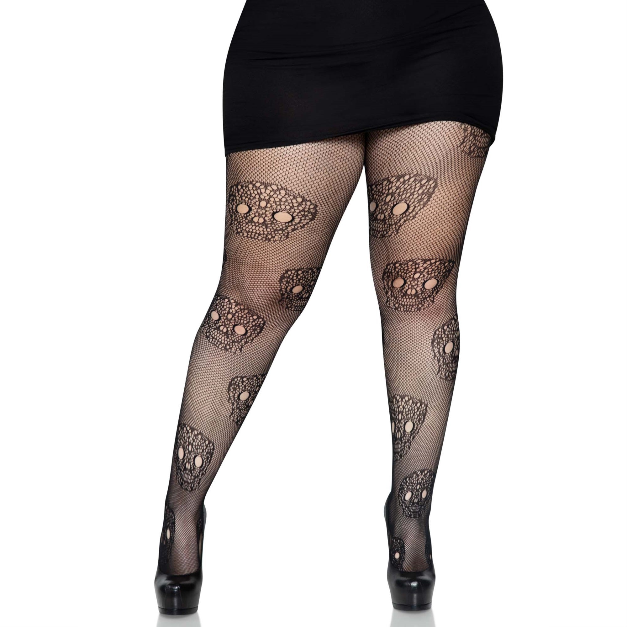Lace skull fishnet tights.
