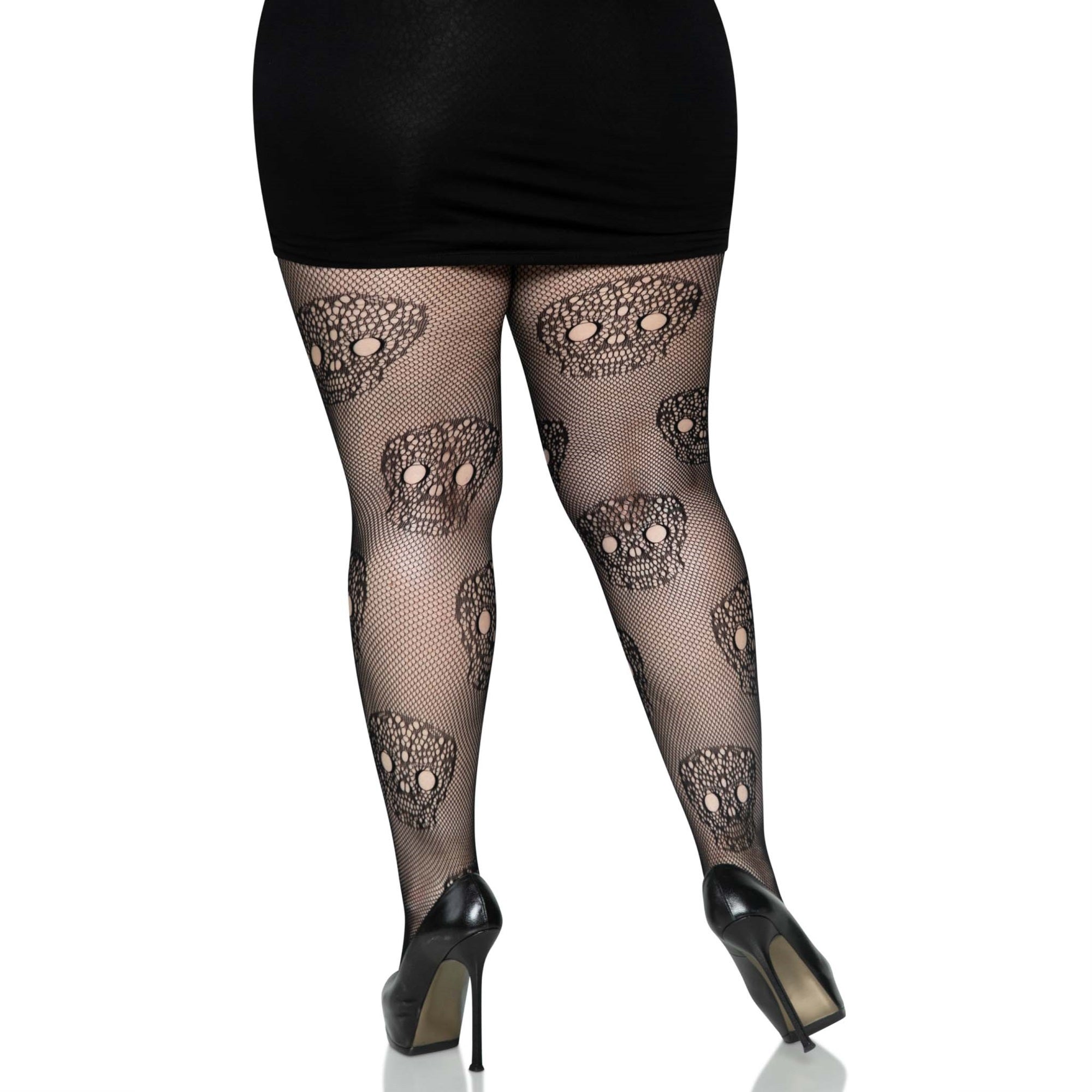 Lace skull fishnet tights.