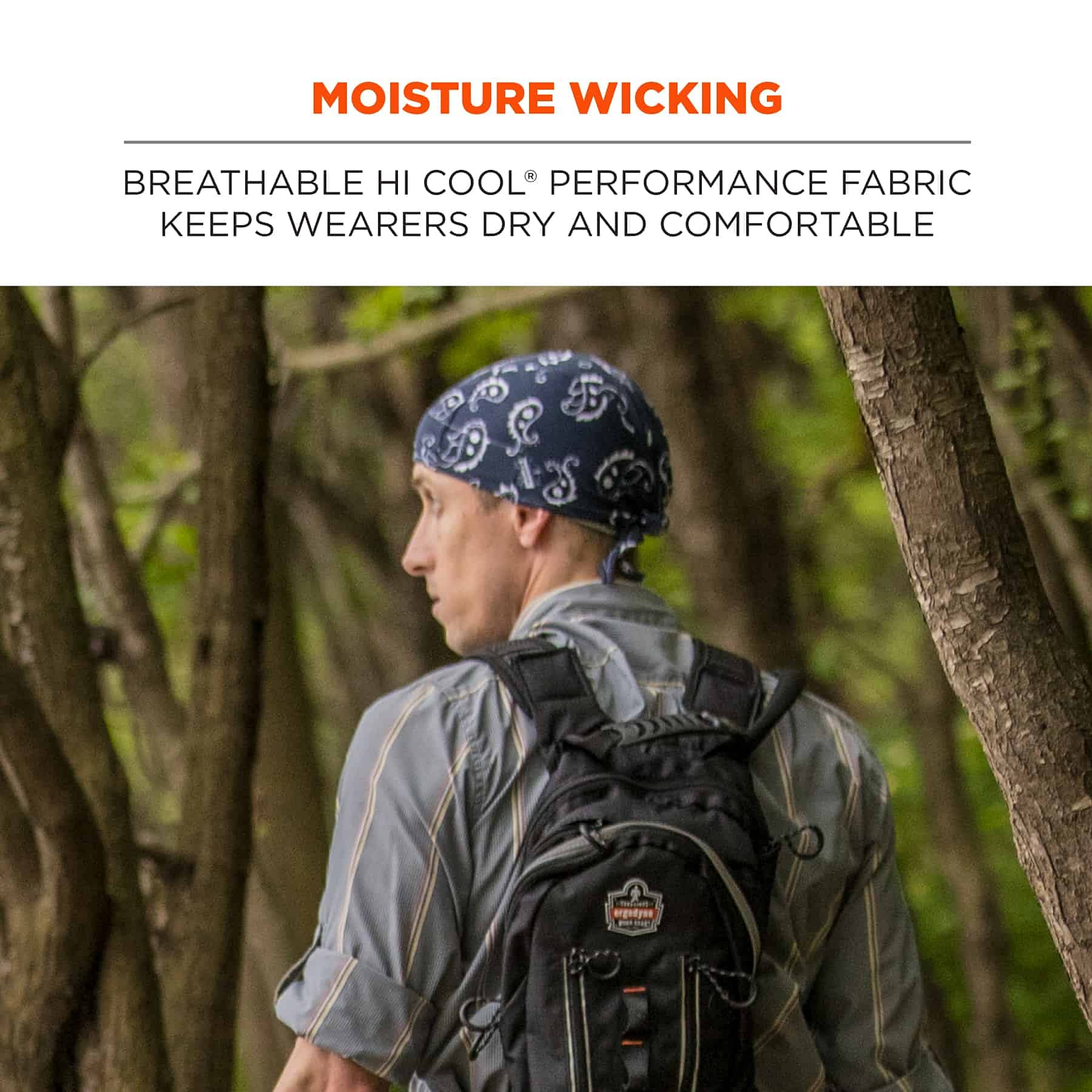 Ergodyne - 12478 Chill Its 6615 Dew Rag, Lined with Terry Cloth Sweatband, Sweat Wicking, Camo