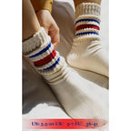 Fszsaa 3Pairs Fun Novelty Socks For Women Striped Retro Crew Socks Sporty Calf Socks Casual Cotton Socks Women