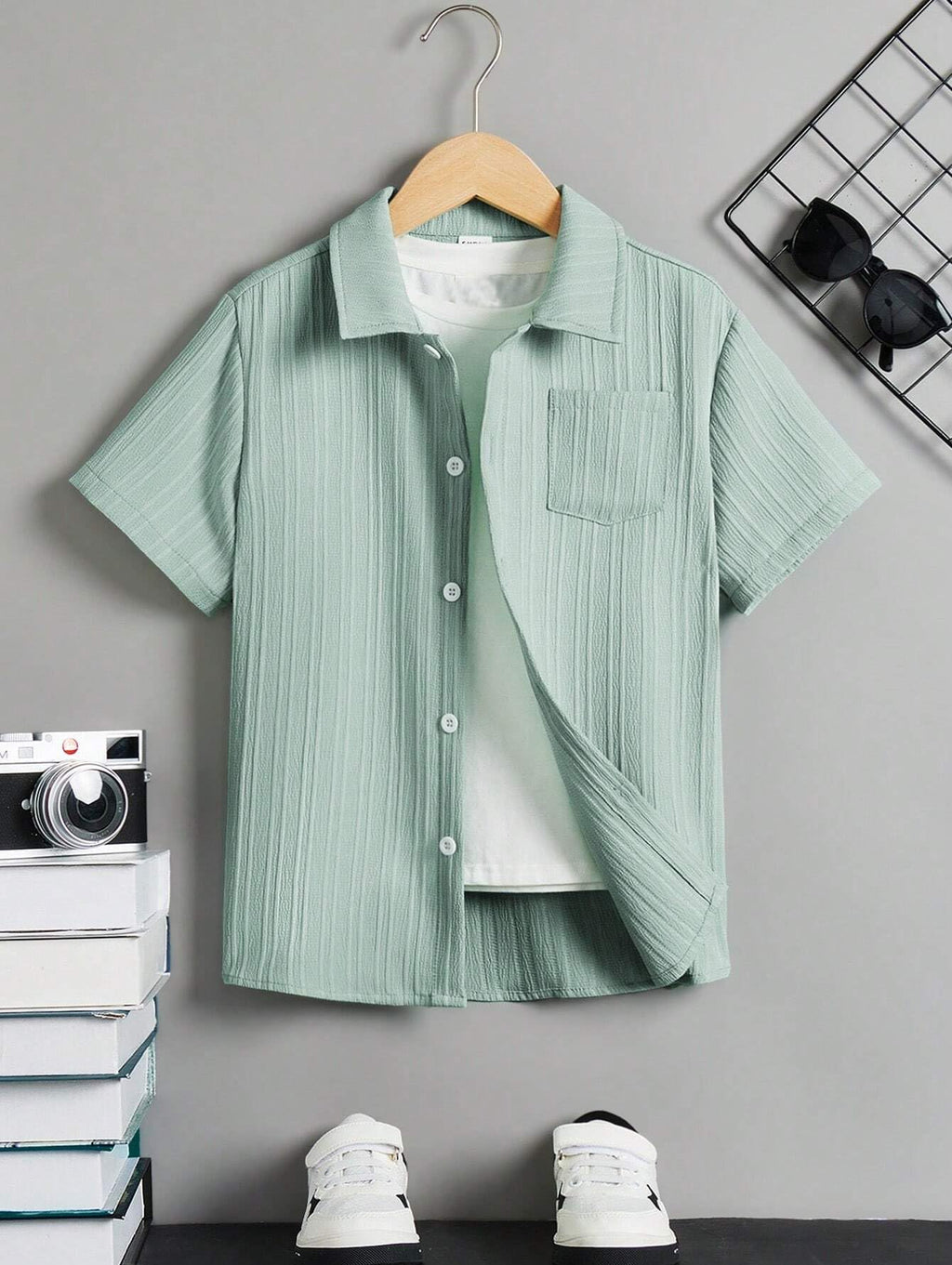 TAGAS Boys Regular Fit Shirt (BS-2033(Combo)_Mint-Black