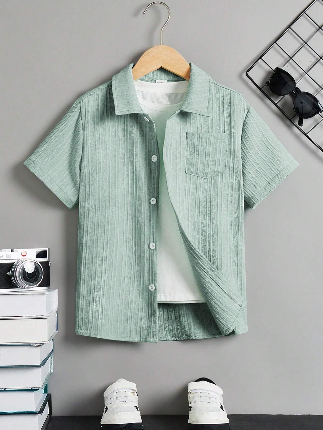 TAGAS Boys Regular Fit Shirt (BS-2033(Combo)_Mint-Black