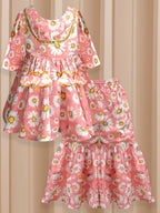 A.T.U.N. (All Things Uber Nice) A.T.U.N. Girls Ethnic Wear Sharara | Corel Printed Kurta With Sharara Set For Girls