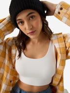 The Souled Store Solids: White Women and Girls Pull On Cotton Blend Bralette Top