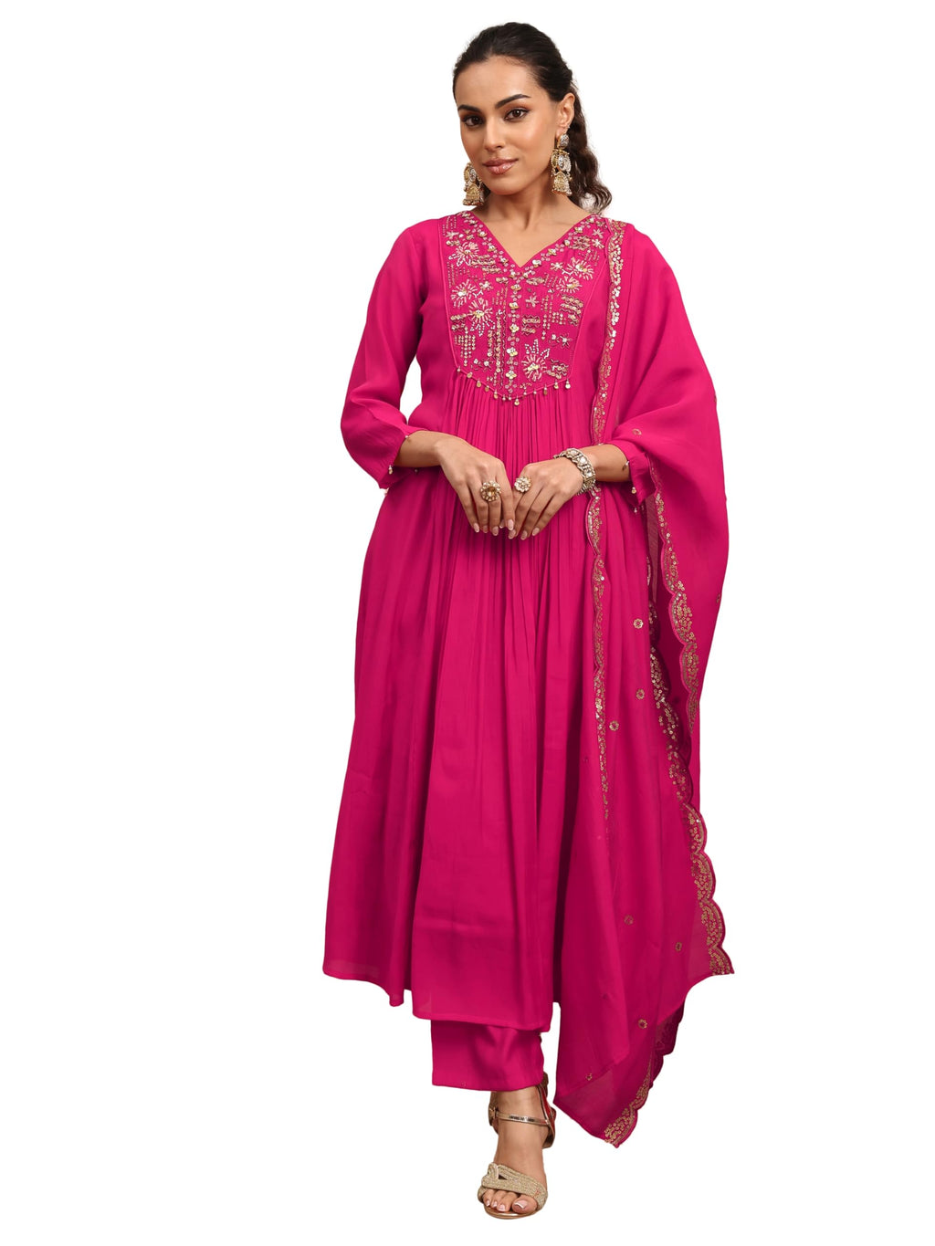 Libas Embroidered Silk Blend A-Line Kurta for Women (95066AL)
