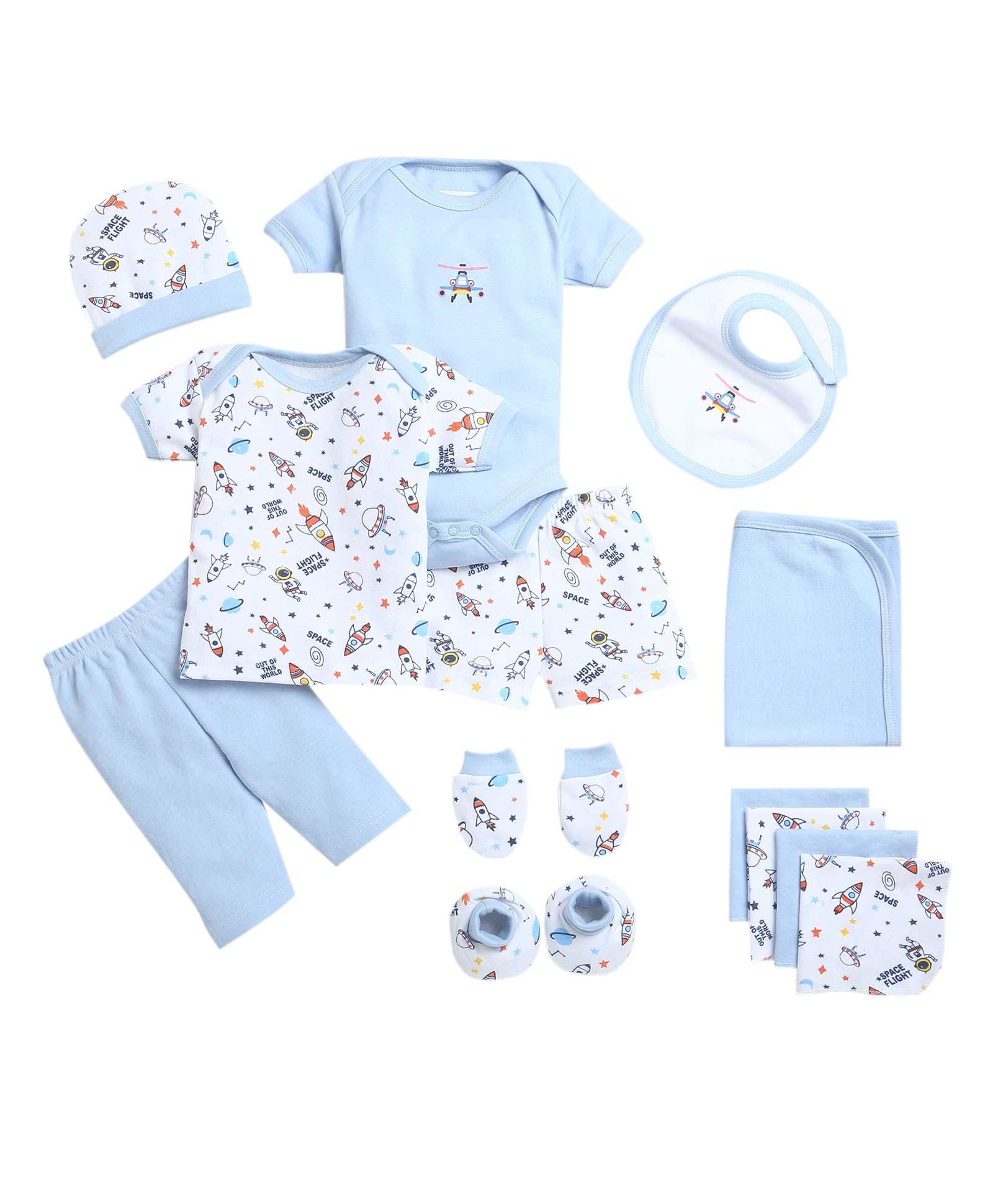 BUMZEE Blue & White Baby Boys Baby Gift Set Pack of 13 Age - 0-3 Months (Peb9543-blu.wht)