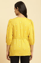 W for Woman Womens Solid Regular Fit Top (23AUW30644-820715_Yellow